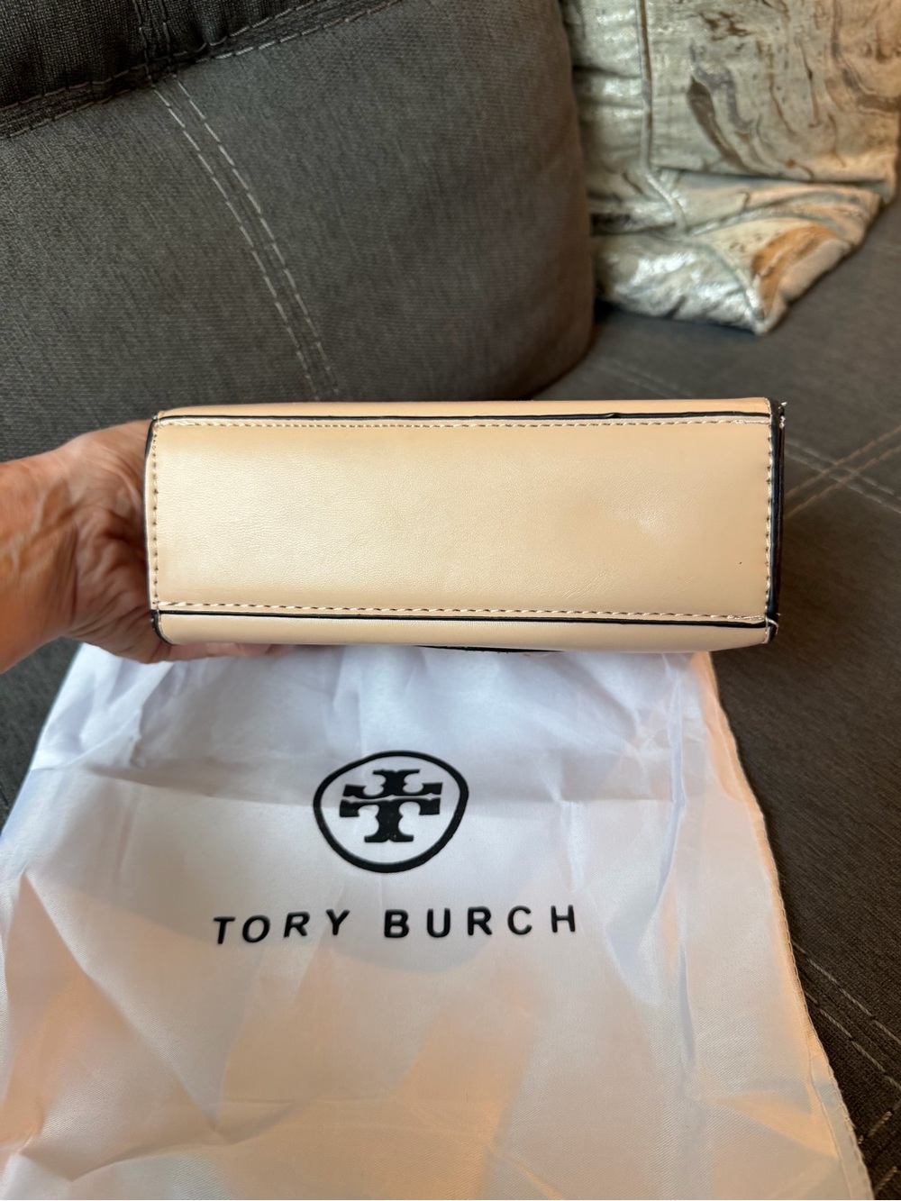 Tory Burch Beige Leather Top-Handle Satchel - Picture 4 of 5